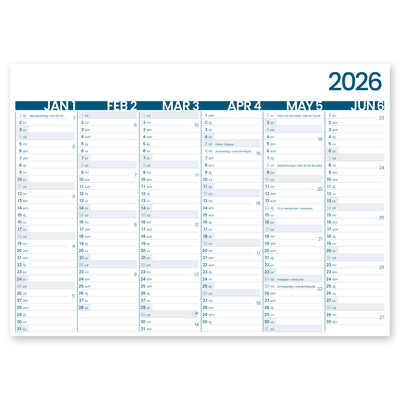 INNI - Calendrier 6 mois 2026 grand souvenir 430x320mm | 10 pièces