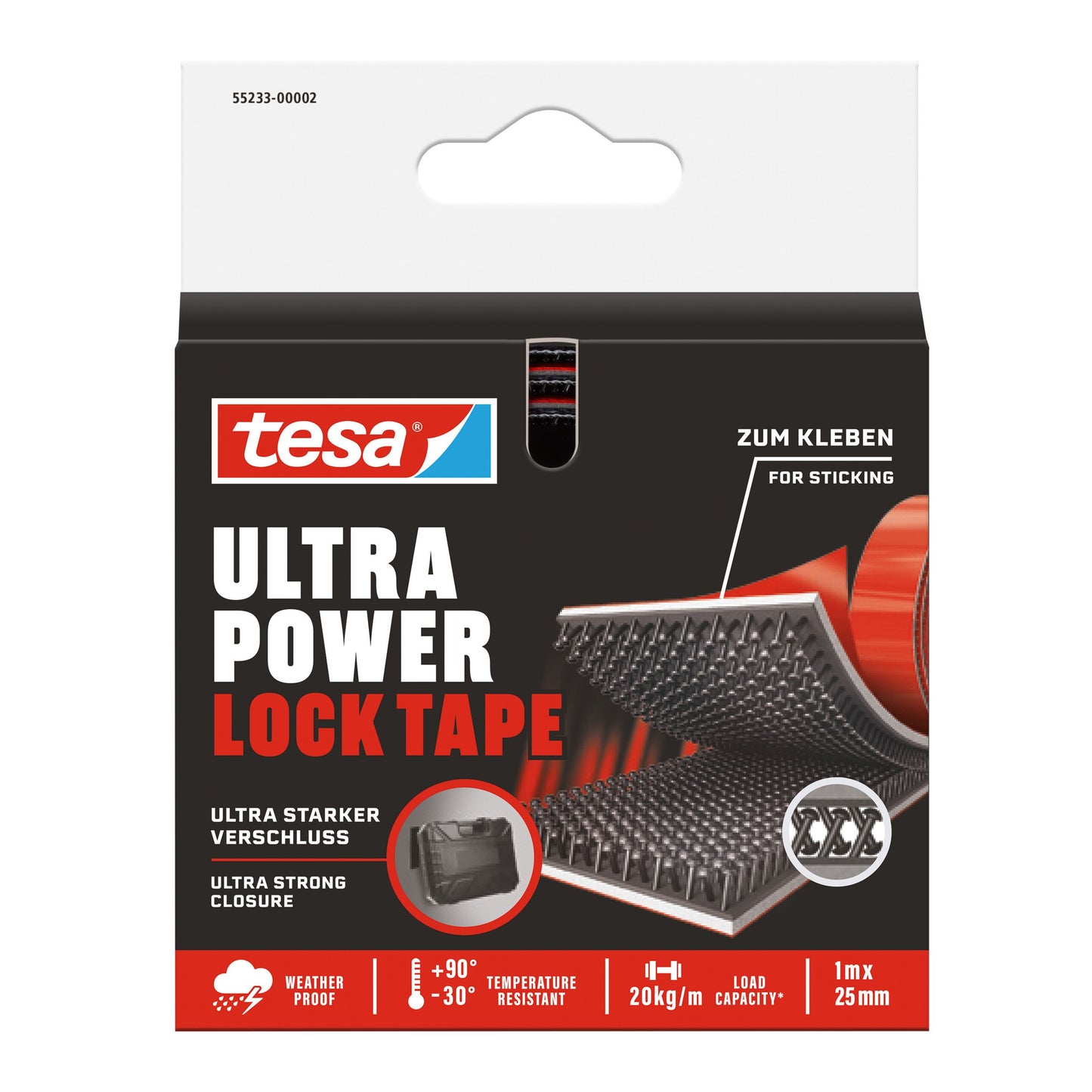 Tesa -  Klittenband Ultra Power Lock e 100cmx25mm zwart | 6 stuks