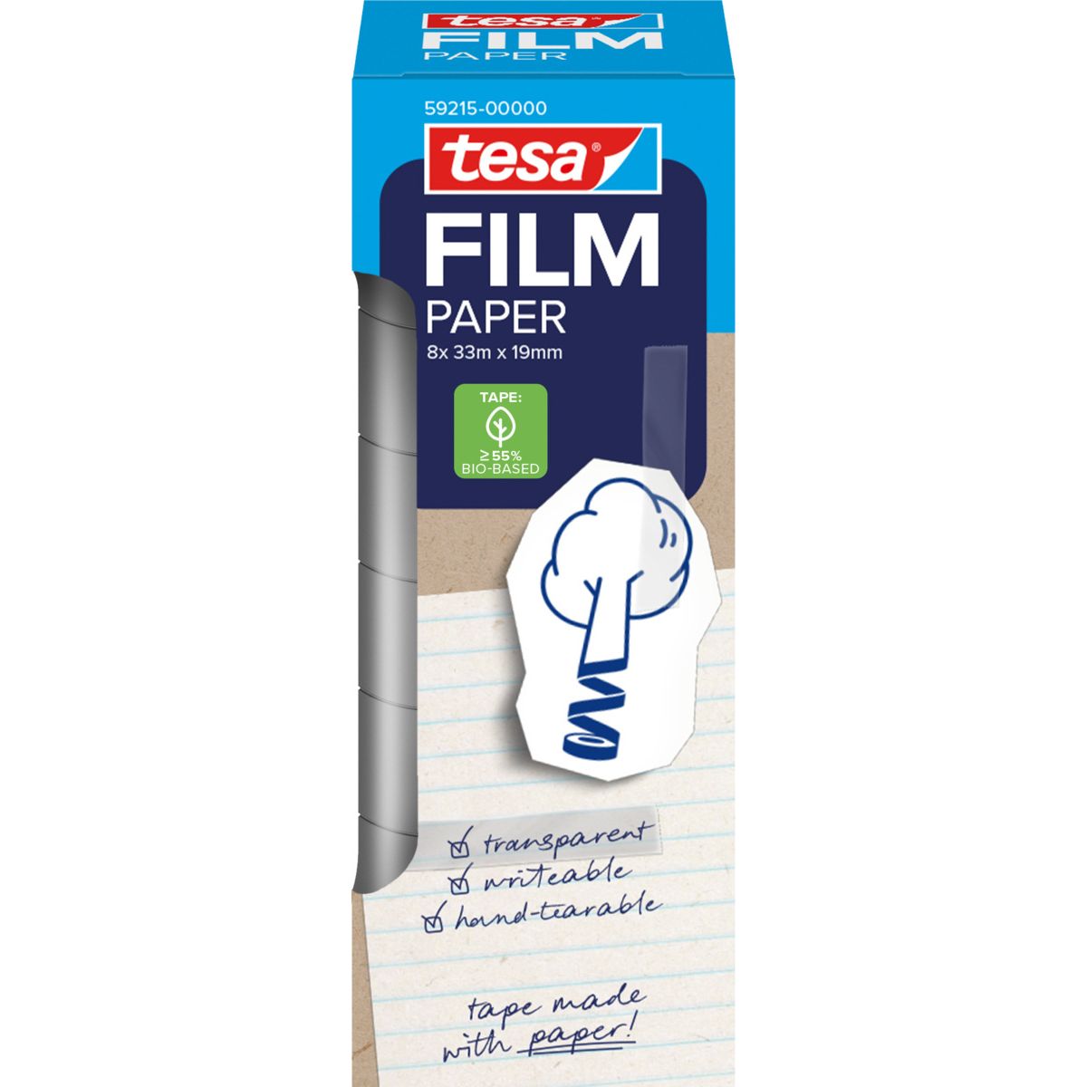 Tesa - Papier film ruban adhésif 19mmx33m 8 rouleau