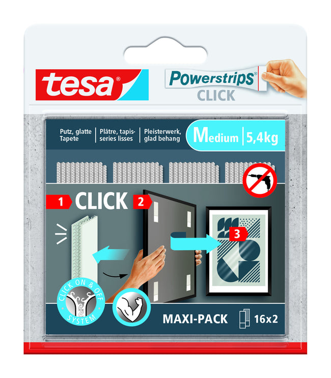 Tesa - Multiprises à points adhésifs Click Medium 16 paires en poids