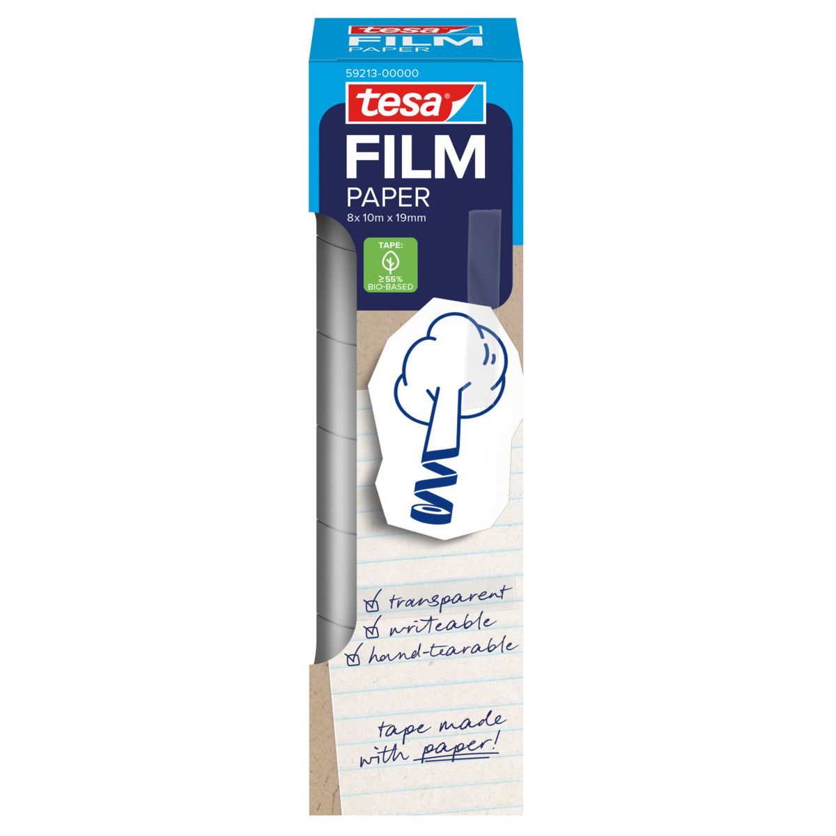 Tesa -  Plakband film papier 19mmx10m 8 rol