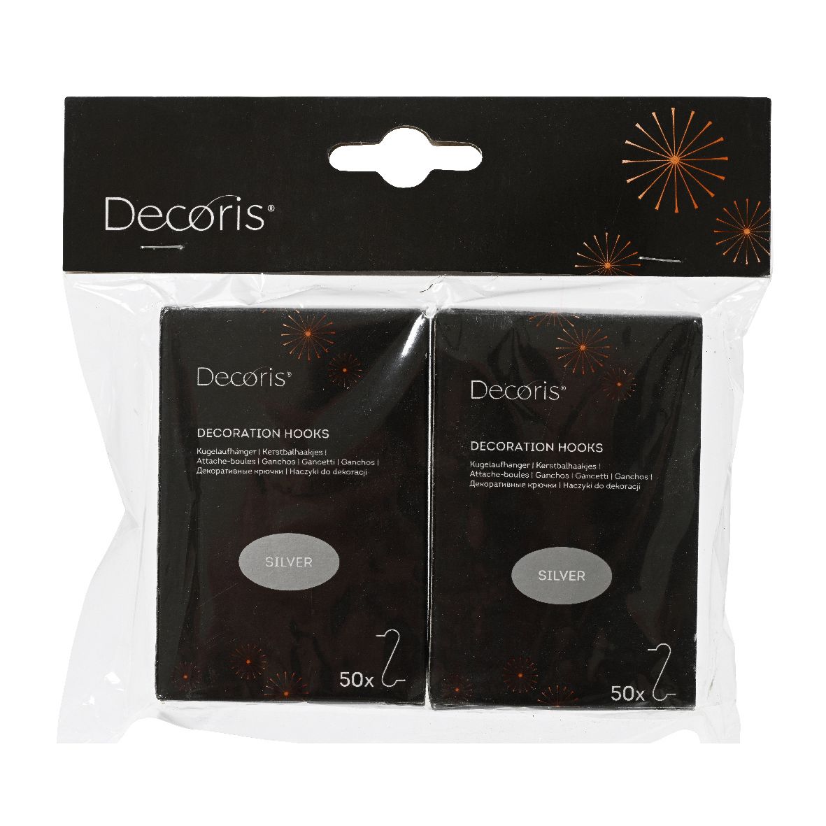 Decoris - Crochets boule de Noël en fer 2x 50 pièces