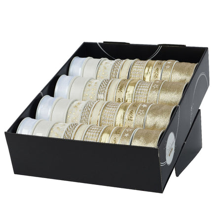 Decoris - Ruban cadeau polyester or/nacre cul | 40 pièces