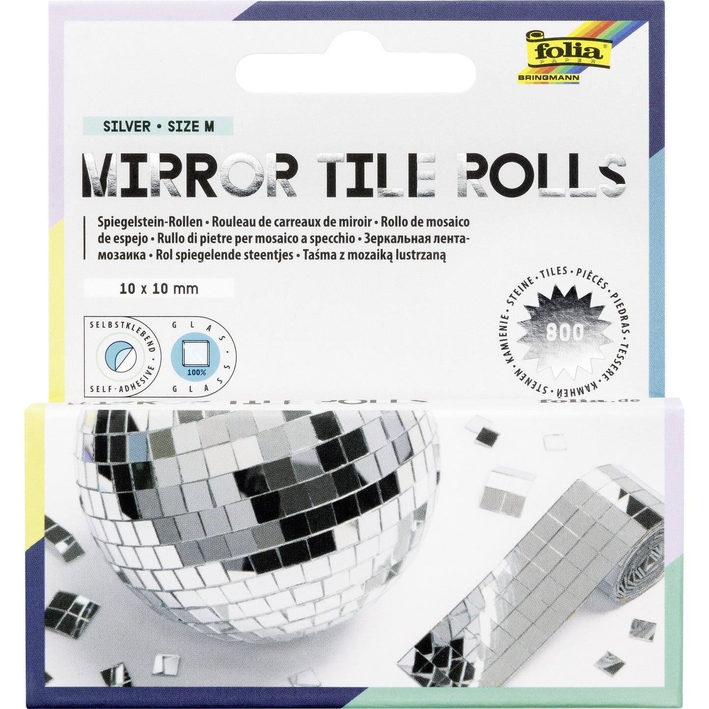 Folia Paper - Mosaiksteine Folia silber selbstklebend 10x10mm