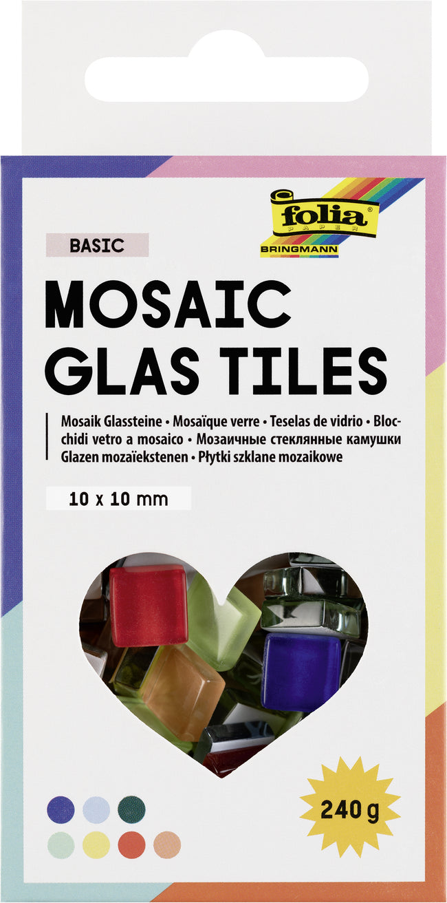 Folia Paper - Mosaiksteine ​​Folia 10x10mm Glasbasis sortiert | 4 Stück