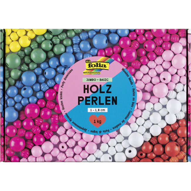 Folia Paper -  Houten kralen folia 1000 gram assorti