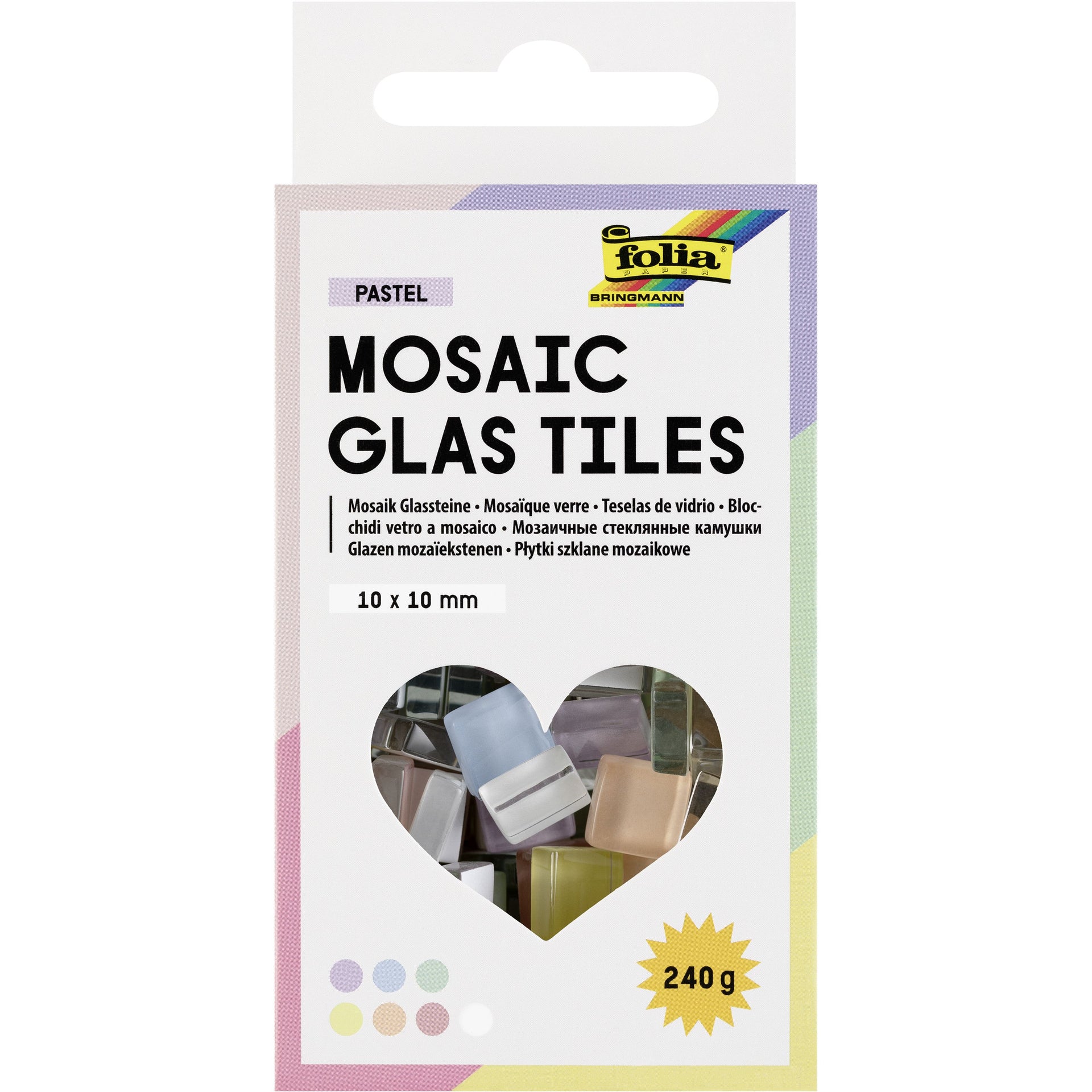 Folia Paper - Pierres mosaïque folia 10x10mm verre pastel assortis | 4 pièces