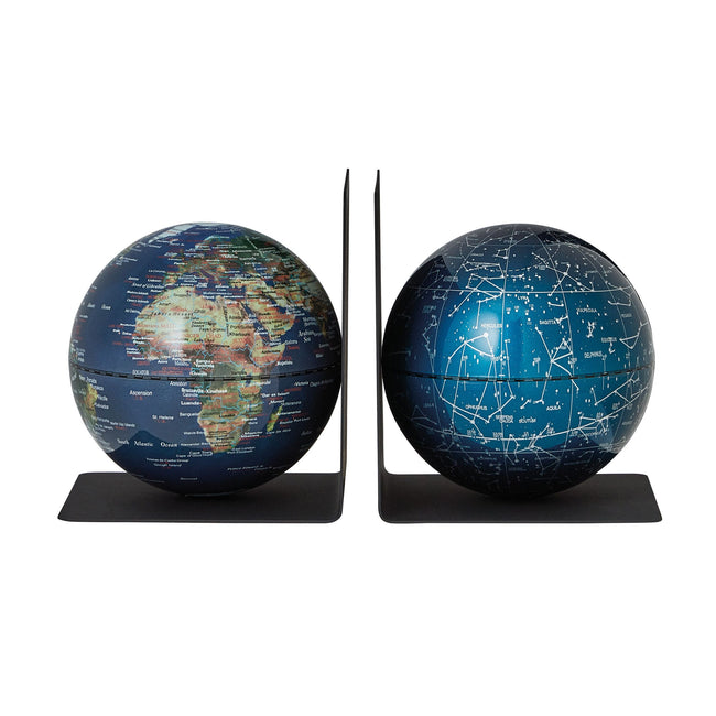Troika -  Boekensteun  met magn globes 13cm 2st ass