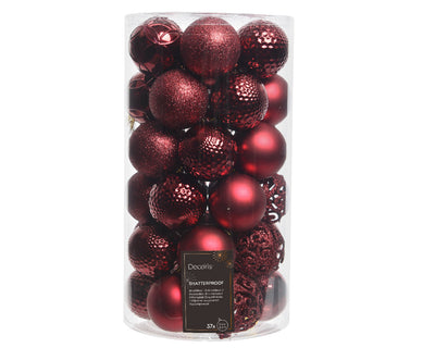 Decoris - Boules de Noël assorties rouge sang de bœuf