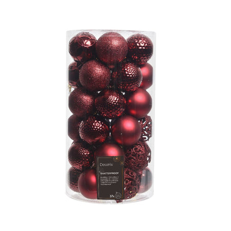 Decoris - Boules de Noël assorties rouge sang de bœuf