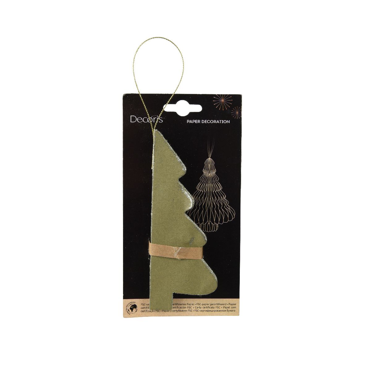 Decoris - Sapin de Noël papier 3D 15cm vert