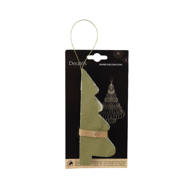 Decoris - Sapin de Noël papier 3D 15cm vert