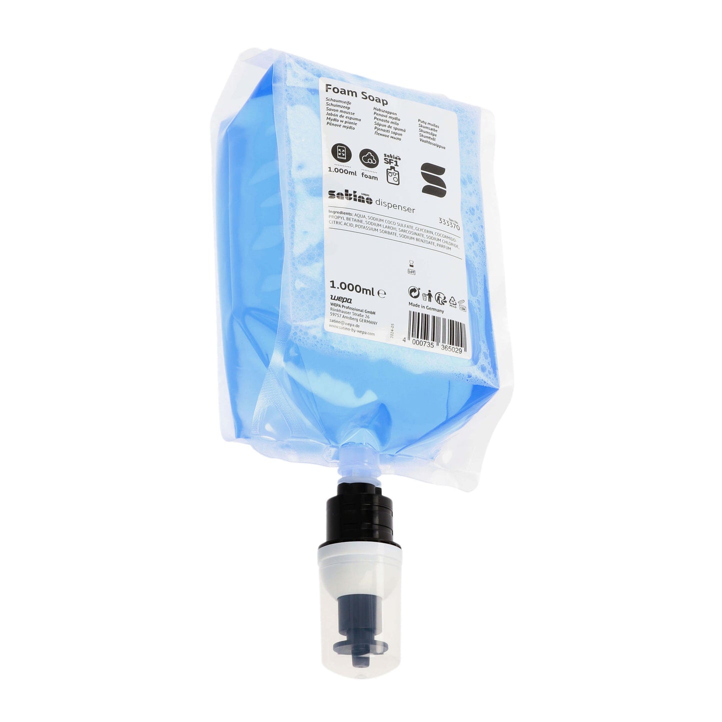 Satino by WEPA - Savon pour les mains Satino SF1 mousse 1000ml 333370 | 6 pièces