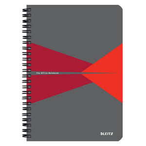 Leitz - Notizbuch Büro A5-Linie 180 Seiten grau rot