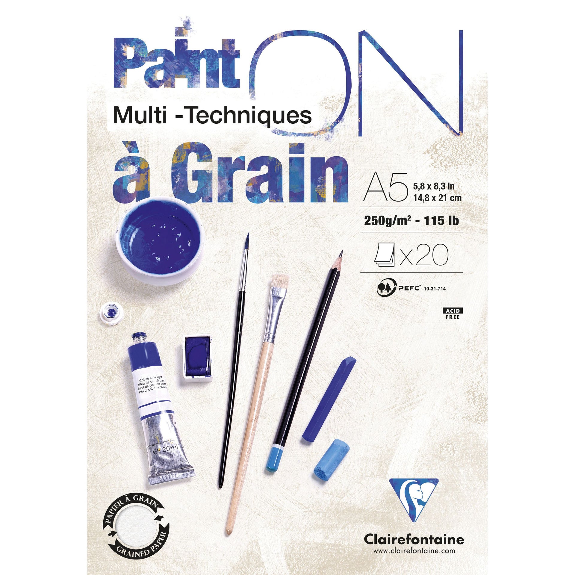 Clairefontaine -  Tekenblk  paint a5 korrel 20v 250gr