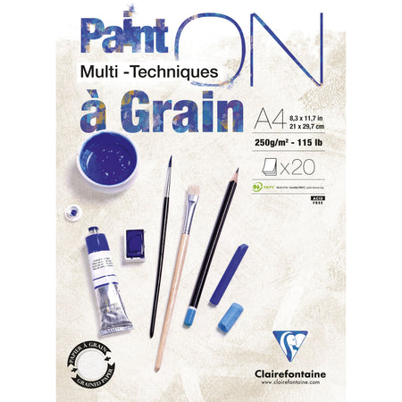 Clairefontaine - Bloc à dessin peinture clairfontaine sur grain A4 20v 250g | 4 pièces