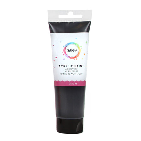 Qrea -  Acrylverf 120 ml zwart | 6 stuks