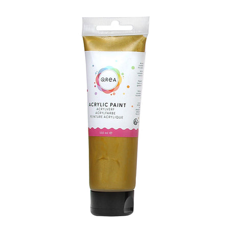 Qrea - Peinture acrylique 120 ml or | 6 pièces