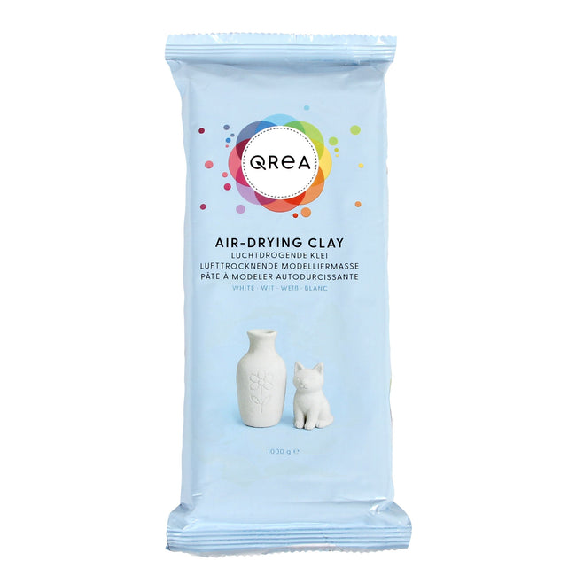 Qrea - Ton lufttrocknend weiß 1000 Gramm | 12 Stück