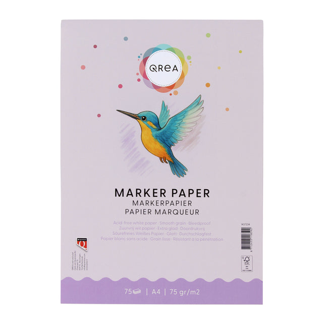 Qrea - Markierungsblock A4 75 Gramm 75 Blatt | 10 Stück