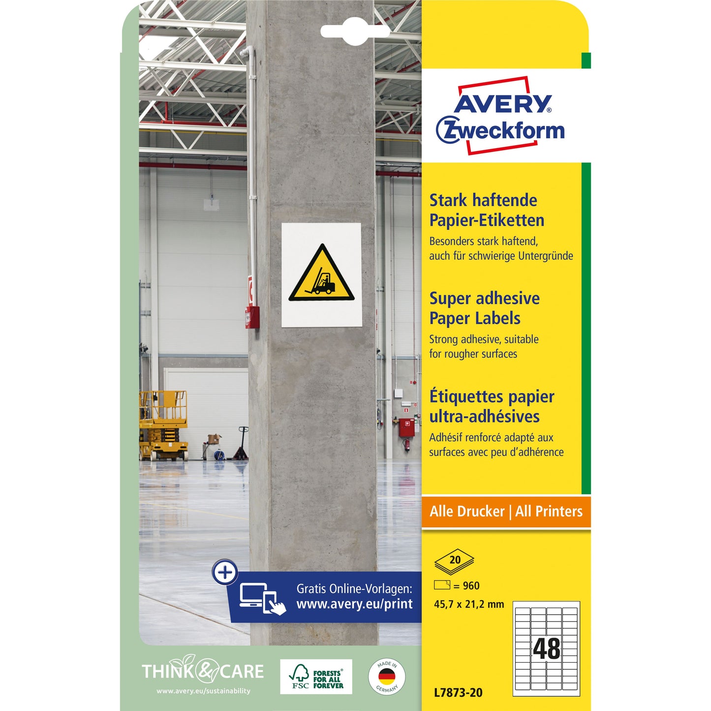 Avery Zweckform - Etikett l7873-20 45,7x21,2mm 960Stk