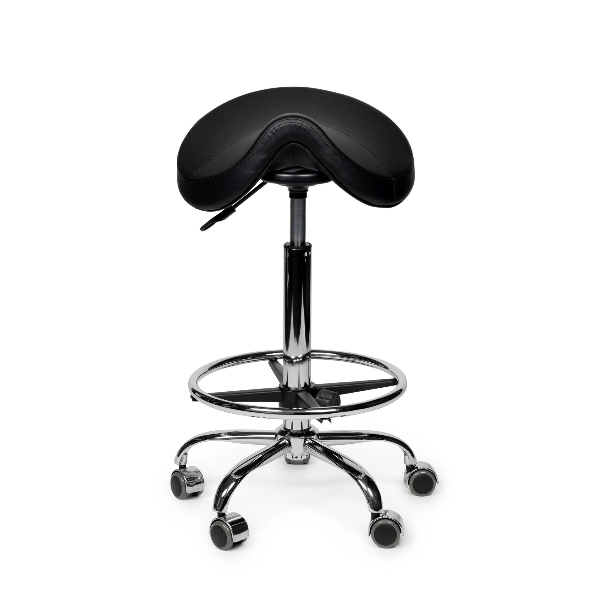 Bureau - tabouret selle noir standard avec repose-pieds