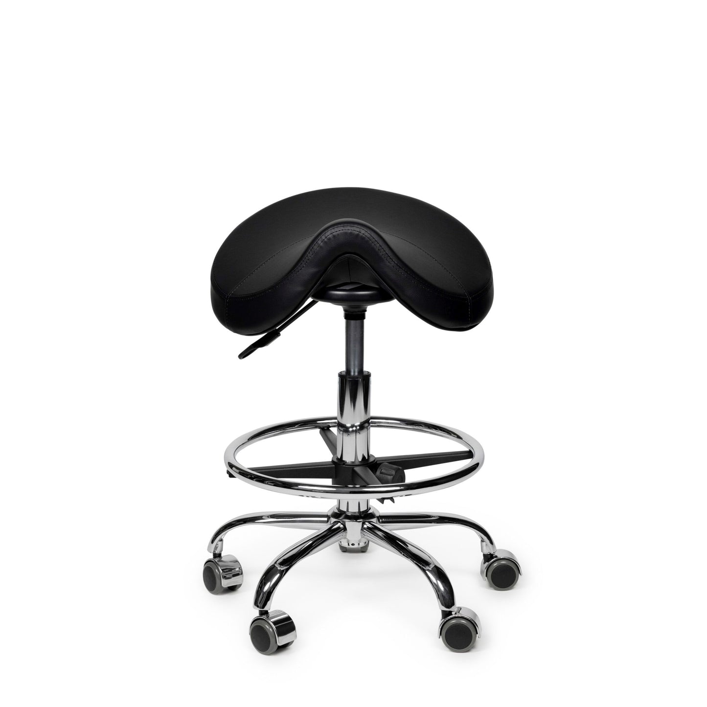 Bureau - tabouret selle noir bas avec repose-pieds