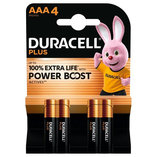 Duracell - pile Plus 100% AAA, blister de 4 pièces