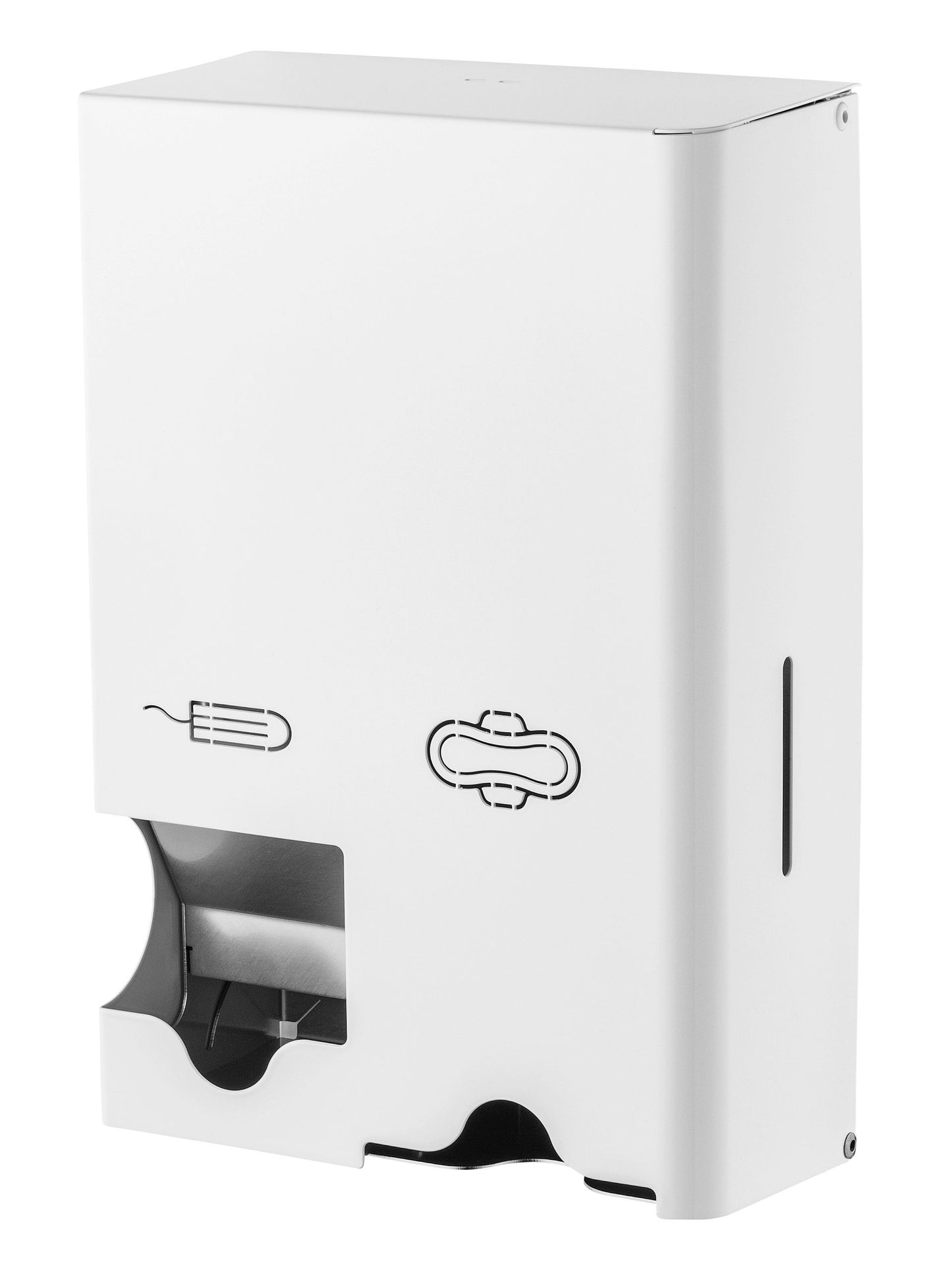 MediQo-line - Distributeur d'hygiène féminine petit acier inoxydable blanc mqstb p