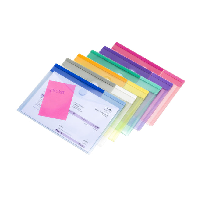 Collection Tarifold - Sac enveloppe Djois Color Collection A5 horizontal assorti | 6 pièces