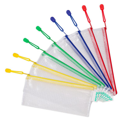 Djois - Sac de rangement à fermeture éclair format chéquier assorti | 8 pièces