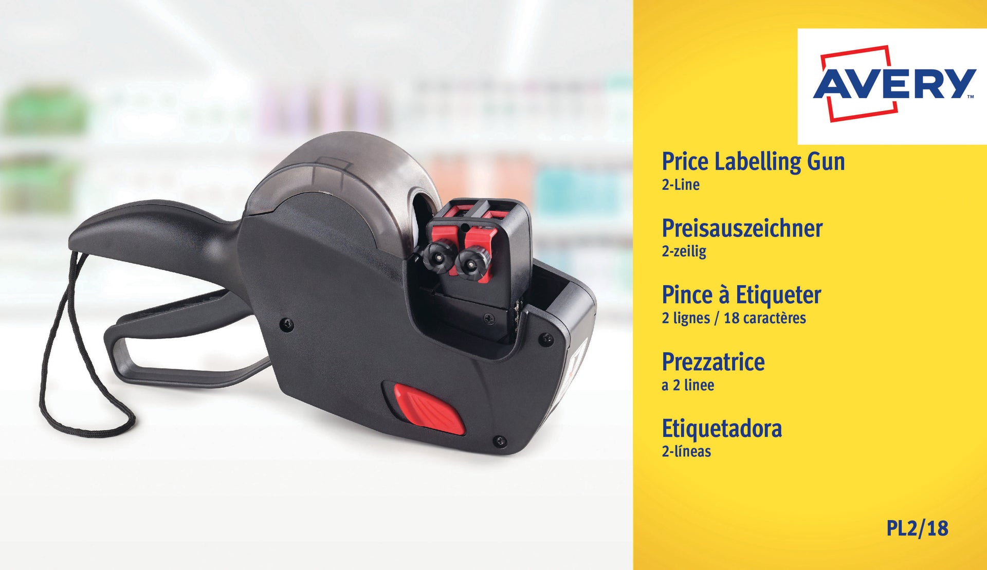 Avery -  Etiketteertang  pl2/18 2 regels zwart
