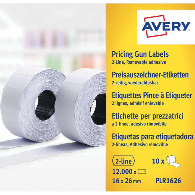 Avery -  Prijsetiket  plr1626 16x26mm afneembaar wit