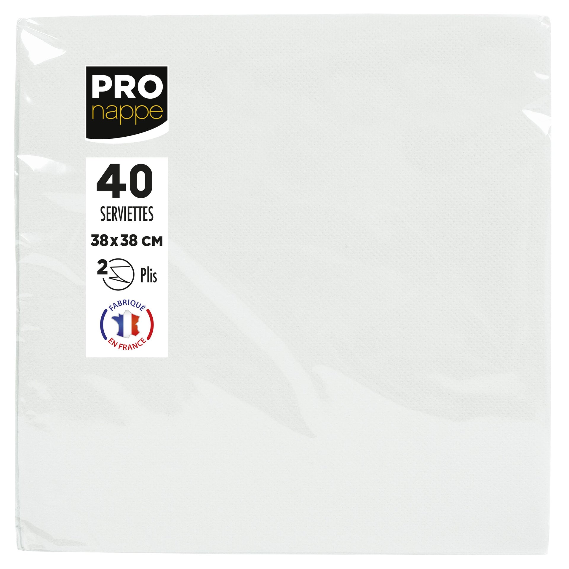 Pronappe - Serviette 1/4 pli 2 épaisseurs 380x380mm 40 feuilles blanc