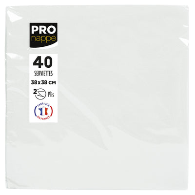 Pronappe - Serviette 1/4 Falz 2-lagig 380x380mm 40 Blatt weiß