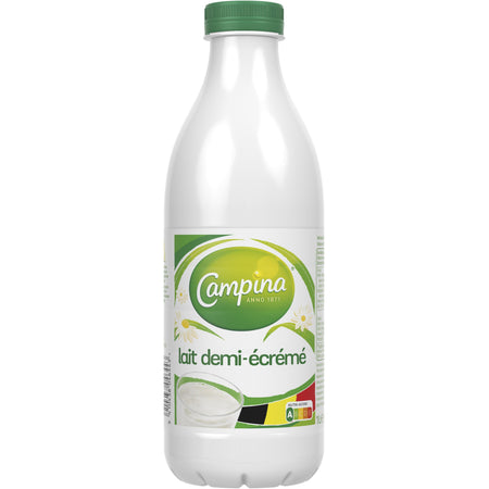 Campina - Lait à moitié plein bouteille PET longue conservation 1 litre | 6 pièces