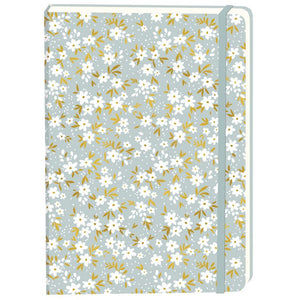 Bureau - Carnet fleurs blanches a5 ligne 92pages sc gris