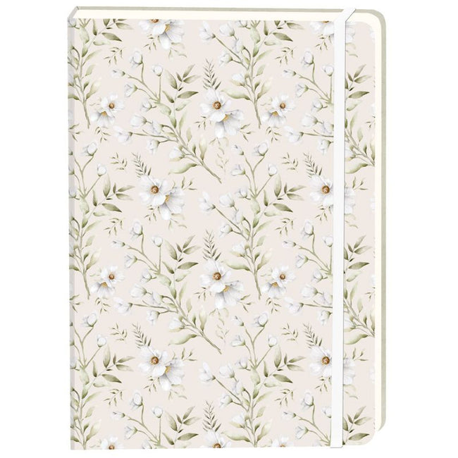 Office -  Notitieboek witte bloemen a5 lijn 92pag sc creme