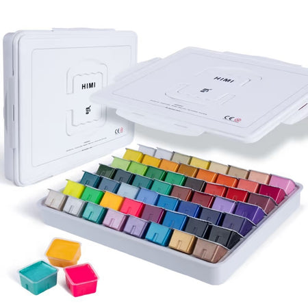 HIMI -  Gouache  56 kleuren 30gr neon en mtl box wit