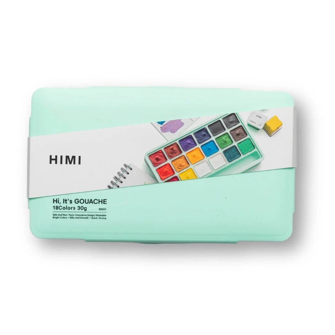 HIMI -  Gouache  18 kleuren 30gr box groen