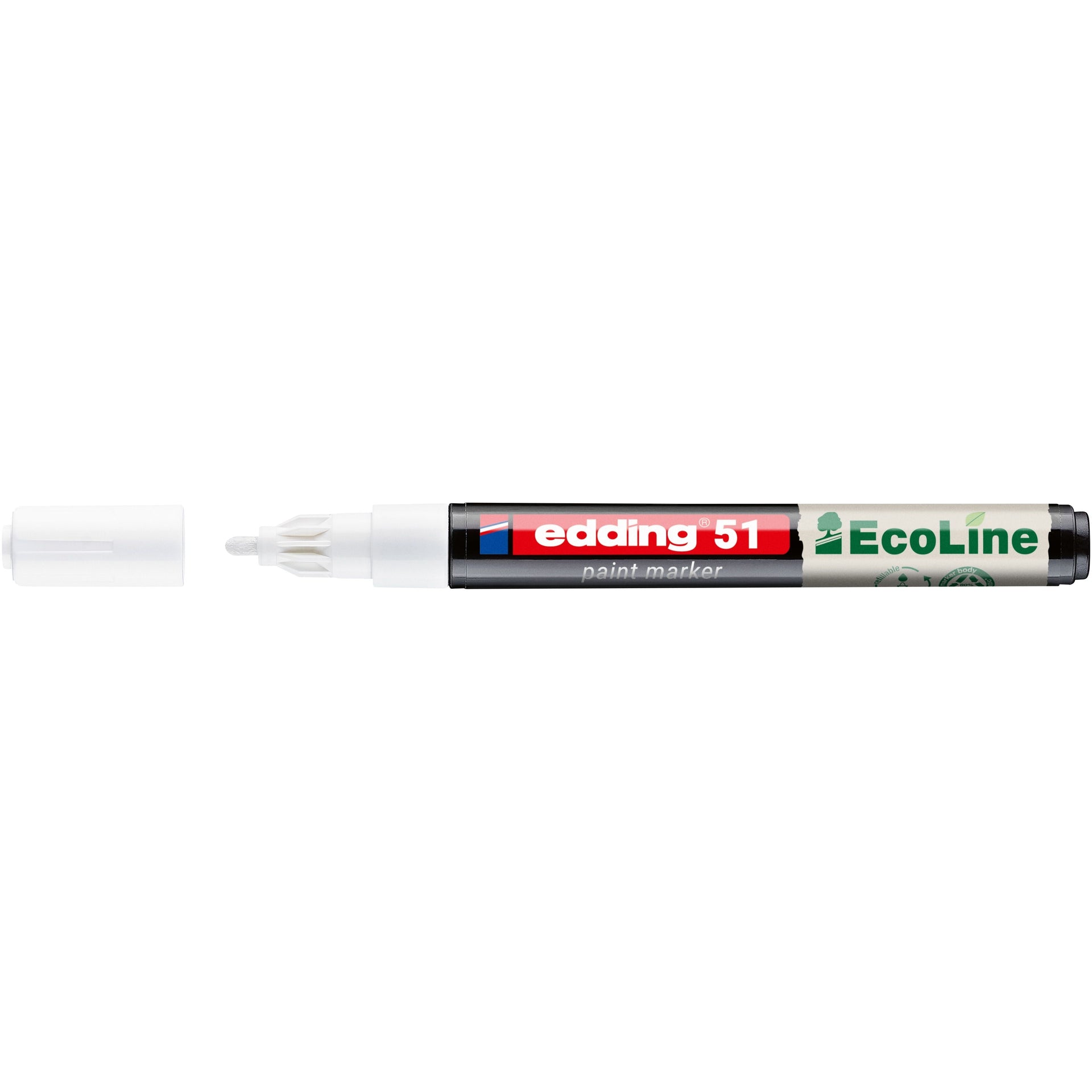 Edding EcoLine -  Paintmarker edding 51 eco waterbasis 1-2mm wit | 10 stuks