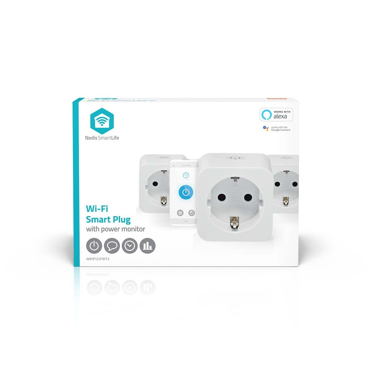 Nedis - Prise intelligente smartlife WiFi 3 pièces blanc