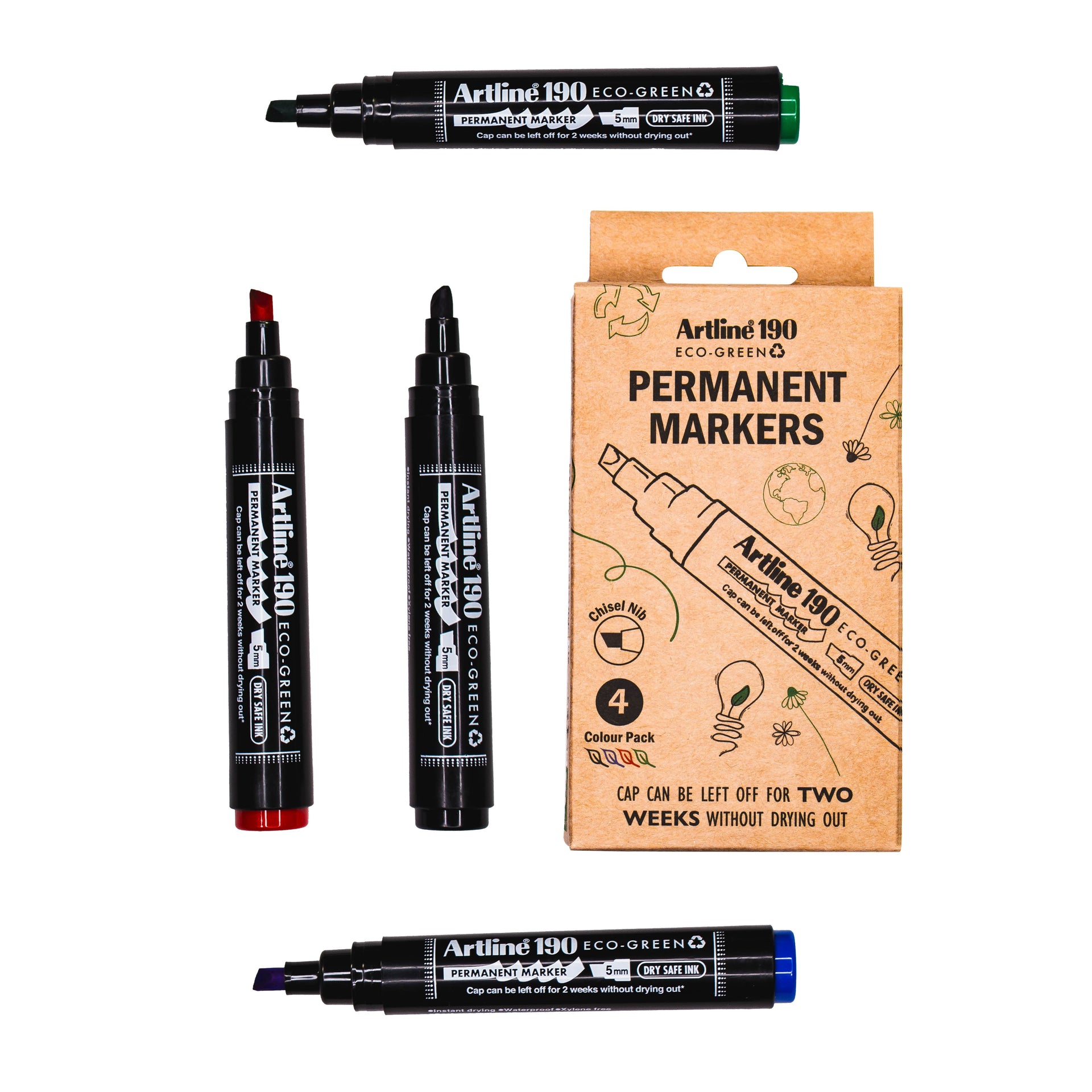 Artline -  Permanent marker  190 eco schuin 2-5mm ass