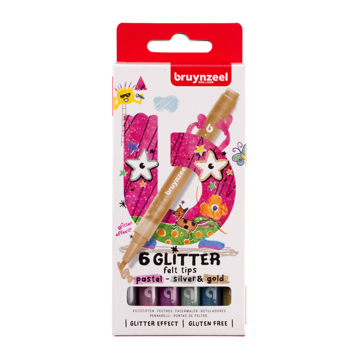 Bruynzeel -  Viltstift  kids 6 glitterkleuren