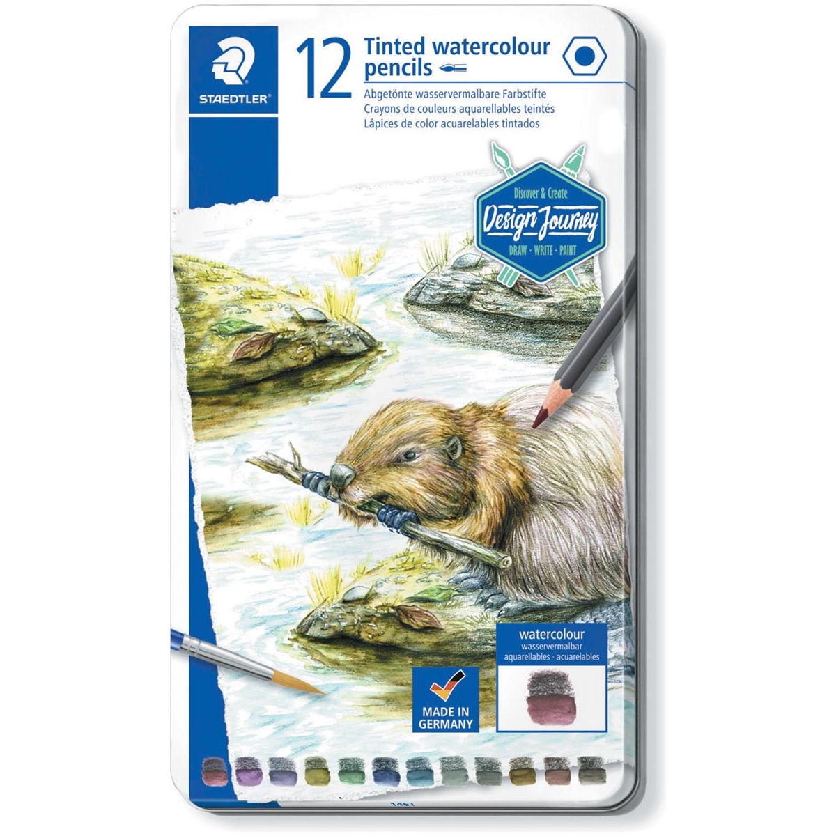 Staedtler - aquarel potlood, metalen doos met 12 kleuren