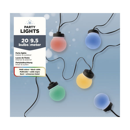 Lumineo -  Partylight  led 20 bollen 950cm assorti