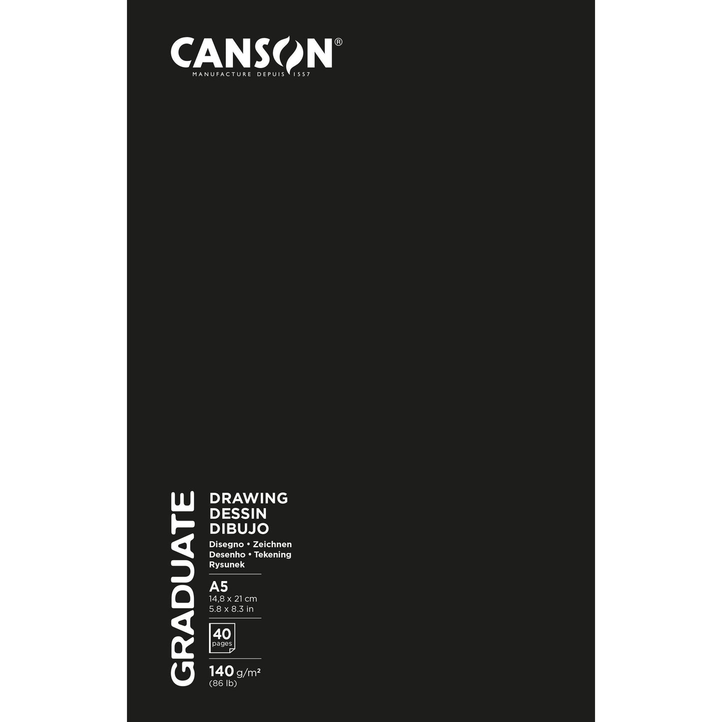 Canson -  Schetsboek  graduate 20vel 140gr a5 wit | 5 stuks