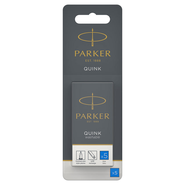 Parker -  Inktpatroon  quink uitwasbaar blauw 5 stuks