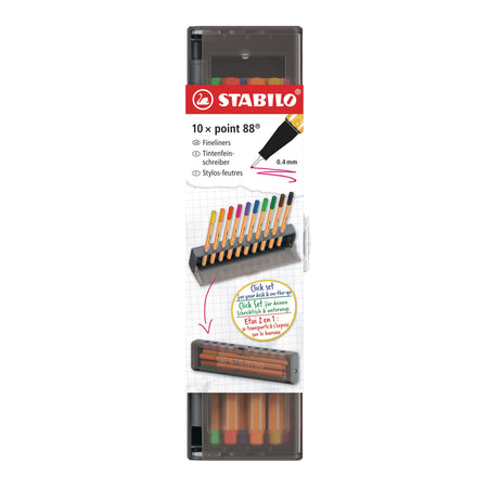 Stabilo -  Fineliner point 88 f clickset à 10 kleuren