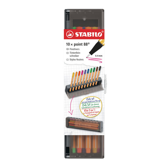 Stabilo -  Fineliner point 88 f clickset à 10 kleuren